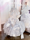 KYLETHOMASW  -  Sweet Princess Style High Waist Slimming Bow Dress Japanese Summer New Off-the-shoulder Lace-up Sleeveless Puffy Dresses