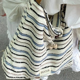KYLETHOMASW  -  Contrast Color Striped Simple Grunge Shoulder Bags Sweet Y2k Aesthetic Casual Handbags All Match Chic Women Fashion Underarm Bag