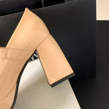 KYLETHOMASW  -  Red Patent Leather Mary Jane Pumps for Women Strap Buckle Chunky High Heels Shoes Woman Platform Pump Burgundy Party 43