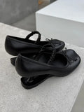 KYLETHOMASW  -  Sweet Bow Decoration Strange Heel Round Toe Mary Jane Shoes for Women Street Style Designer High Heels Elegant Party Dress Shoes