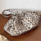 KYLETHOMASW  -  Y2k Aesthetic Harajuku Leopard Handbags Women Grunge Casual Pleated Shoulder Bags All Match Streetwear Travel Underarm Bag