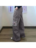 Kylethomasw  Woman Denim Pants Loose Trousers Low Waist Sweatpants Floor-Length Cargo Pockets Pants Bell Bottoms Hiking Design Pant Y2K