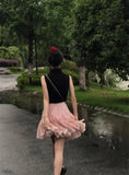 KYLETHOMASW  -  Versatile Summer Pink A-Line Skirt Women High Waist Party Flared Mini Skirt Casual White Lace Trim Boho Skirt 279A