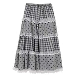 KYLETHOMASW  -  French Lace Patchwork Plaid Lace Women's A-line Cake Long Skirt Casual Fashion Comfortable Style Summer New