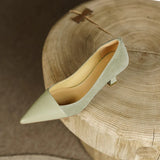 KYLETHOMASW  -  Spring Autumn New Splicing Shallow Mouth Single Shoes Women French Pointed Toe Temperament High Heels