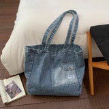 KYLETHOMASW  -  Denim Large Capacity Bag Shoulder Bags Casual Tote Spacious Durable Bolsos mujer Bolsa Comfortable Bolso New Fashion Bolsas