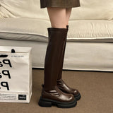 KYLETHOMASW  -  Vintage Winter Women Over The Knee High Boots Fashion Slip On Long Booties Autumn Winter Ladies Shoes