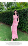 KYLETHOMASW  -  Women's Print Long Dresses Elegant V-neck Sleeveless Bodycon Evening Party Dress New Fashion Slim Waist Vestidos Mujer New Robe