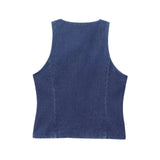 KYLETHOMASW  -  British Minimalist Women's Single Breasted Denim Vest Tank Tops Sleeveless Jacket Women