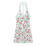 KYLETHOMASW  -  Spring and Summer New Product French Cherry Printing V-neck Lace Splicing Neck Strap Connection