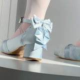 KYLETHOMASW  -  Pink Lolita Women's Shoes Ballet Thick Heel High Heels Mary Jane Shoes Satin Elegant Platform Waterproof Pumps Original