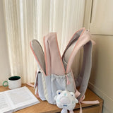 KYLETHOMASW  -  Cat's Ear Letter Mochilas Mujer New Japanese Fresh Mochila Student Bag Contrast Large Capacity Backpack Bags for Woman