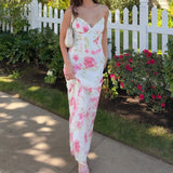 KYLETHOMASW  -  Vacation Floral Printed Slip Dress Elegant Women Spring Summer Backless Dress Beach Holiday Date Outfit Valentine's Day