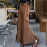 KYLETHOMASW  -  Satin Mermaid Skirts Women Solid Spring Summer Elegant Faldas Mujer Korean Fashion Sweet Simple Retro Long Skirt