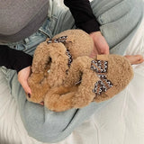 KYLETHOMASW  -  Fashion Women's Slippers Winter Women Sweet Slip-on Slippers Soft Furry Hairy Ladies Causal Flat Plush Slippers Non-slip