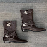 KYLETHOMASW  -  Winter Women Biker Boots Fashion Belt Buckle Ladies Elegant Platform Short Booties Casual Women's Knight Booties botas mujer