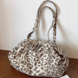 KYLETHOMASW  -  Y2k Aesthetic Harajuku Leopard Handbags Women Grunge Casual Pleated Shoulder Bags All Match Streetwear Travel Underarm Bag