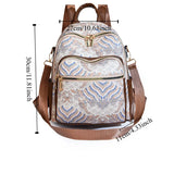 KYLETHOMASW  -  Large Capacity Women Casual Backpack Top Handle All-match Ethnic Style Shoulder Bag Pu Daypack Mini Travel Backpack Outdoor