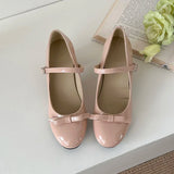 KYLETHOMASW  -  Gentle Wind Bow One Strap Mary Jane Shoes Women's Summer Block Heel Pump Shoes