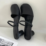 KYLETHOMASW  -  New Designer Heeled Sandals for Women Round Toe Chunky Heel Slippers Female Brand Red Slides Ladies Classy Muller Pumps Women