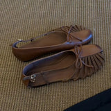 KYLETHOMASW  -  Sheepskin Version~ Design Sense Single Shoes Women's Woven Bow Ballet Flats Slip on Soft Leather Bohemian Casual Shoes for Women