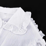 KYLETHOMASW  -  Women Shirts Pure Cotton White Blouse For Women 2025 Early Spring New Court Lantern Sleeves  Casual Doll Collar Shirt