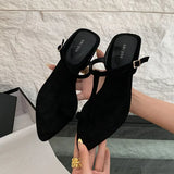 KYLETHOMASW  -  Footwear Wedges Women Heeled Slippers Shoes Fashion Pointed Toe Ladies Wedges Slippers Shoes Female Slides Sandals  Flip flops