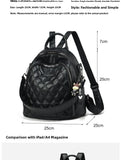 KYLETHOMASW  -  Women's Large Capacity Fashionable Diamond Pattern Street Style Backpack Handbag Soft PU Material Zipper Closure Daily Use