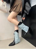KYLETHOMASW  -  Winter Women Western Cowboy Boots Vintage Pointed Toe Shoes Ladies Thick Heel Short Botas Zapatos De Mujer