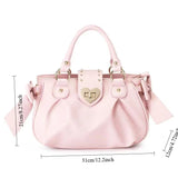 KYLETHOMASW  -  Bow Pink Hand Harajuku Bag Fashi Purse Women Japanese Style Soft Casual Crossbody Ladies Sweet Cute Large Capacity Shoulder Bags