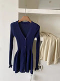 KYLETHOMASW  -  Sweater Dress Women Winter Japanese Fashion V Neck Sweet Slim Knitted Dresses Female Solid Y2k Outfits Y2k Vintage Clothing Chic