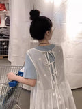 KYLETHOMASW  -  Back Polka Dot Lace Mesh Vest Dress 2025 Spring Women New Loose Transparent Layered Age Reducing Loose Versatile Dress