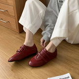 KYLETHOMASW  -  Autumn Red Coffee New Brand Women Flat Shoes Fashion Round Toe Sneakers Soft Flat Heel Ladies Casual Outdoor Single Shoes