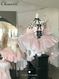 KYLETHOMASW  -  Fairy Princess Dress Sweet Girl Women's Pink Polka Dot Off Shoulder Big Bow Trailing Puffy Short Birthday Party Lolita Dresses