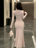 KYLETHOMASW  -  Spring Autumn Luxury Long Sleeve Maxi Mermaid Dress Women Romantic Lace Bodycon Robe Evening Gown Mujer Lady Vestidos Fiesta New