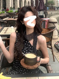 KYLETHOMASW  -  French Western-style Sloping Shoulder Sleeveless Shirt 2025 Summer Women New Slim Fit Slim Black White Polka Dot Tops