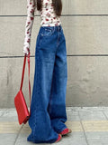 KYLETHOMASW  -  Y2K Spicy Girl Jeans Women Retro High Waisted Wide Leg Loose Slimming Straight Leg Floor Length Casual Drape Trousers