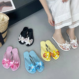 KYLETHOMASW  -  Pink Fashion Flower Ladies Flats Slippers New Summer Beach Round Toe Female Flip flops Women Flats Slippers Slides Sandals Shoes