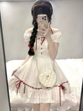 KYLETHOMASW  -  Japanese Cute Sweet Summer Slim Bow Kawaii Dress Women New Design Hepburn Casual Fashion Patchwork White Dresses Female