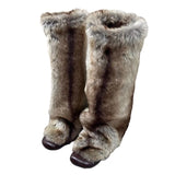 KYLETHOMASW  -  Hairy High Top Long Boots for Women In Winter Fashionable and Versatile, Knee Length, Low Heel, Warm Cotton Shoes, Snow Boots