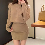 Kylethomasw Korean Sexy Slim Thread Knitted Long-sleeved Dress Women Winter New Streetwear O-neck Solid Color Casual Mini Dress