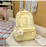 KYLETHOMASW  -  High-capacity Kawaii Students Women Backpacks Sweet Y2k Aesthetic Fashion Girls Star Schoolbags All Match Transparent Ita Bags