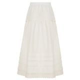 KYLETHOMASW  -  Fashion Solid Simple A-line Women Skirts Summer Elegant Causal Design Lace Spliced Long Skirts