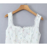 KYLETHOMASW  -  Sexy Backless Floral Print Sling Mini Dress For Women Sleeveless A-line Summer Holiday Party Robe Lady Birthday Dress Lace Up