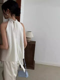 KYLETHOMASW  -  Small Sexy Backless Hanging Neck Style Ribbon Vest Women Summer New Item Niche Retro Loose Versatile Shirt