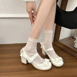 KYLETHOMASW  -  Women's Mary Jane Shoes New Sweet Bowknot Women Lolita Shoes Elegant Wedding Party Causal Princess Ladies Dress Shoes with Heels