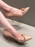 KYLETHOMASW  -  New Summer Pointed Toe Women High Heels Fashion Shallow Female Bowknot Pumps Footwear Ladies Mid Heels Sandals 362
