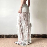 KYLETHOMASW  -  Temperament Mesh Lace Slit Skirt for Women Low Waist Slimming Slimming and Hip-hugging