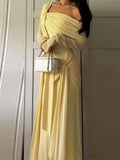 KYLETHOMASW  -  Yellow Crepe Evening Dress Off The Shoulder Mermaid Formal Occasion Pleat Prom Party Gowns Customized Female Robe 2025