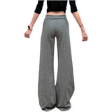 KYLETHOMASW  -  Gray Polka Dot Micro Flared Pants Women's Slimming Lazy Style Small Size Yoga Sexy Leisure Fitness Sports Pants Polyester Fiber